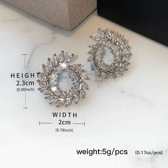 Synthetic Cubic Zirconia Round Delicate Earrings - Picture 7 of 13